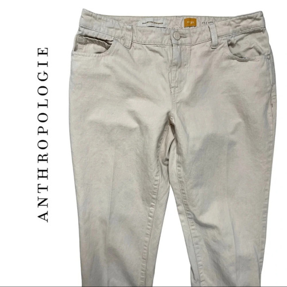 Anthropologie Chino's  Pilcro and the Letterpress Cream Pants Linen Size 30 - Picture 4 of 6